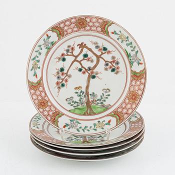 Five porcelain plates, Aoki Kyodai-Shikai, Arita, first half of the 20th century.