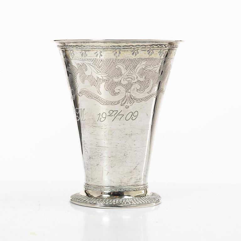 A Swedish Rococo silver beaker, mark of Elias Noreus, Östhammar 1760.