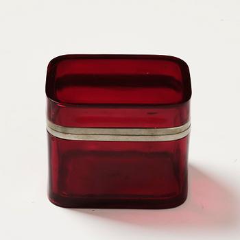 Josef Frank, a pewter mounted red-tinted glass box, Firma Svenskt Tenn.