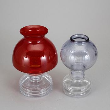 LYKTOR, två st, glas, Nanny Still, Riihimäen Lasi, 1960/70-tal.