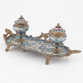 A Rococo-style cloisonné desk stand, early 20th century.