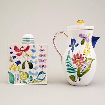 STIG LINDBERG, a faience flask and pitcher, Gustavsberg 1940s.