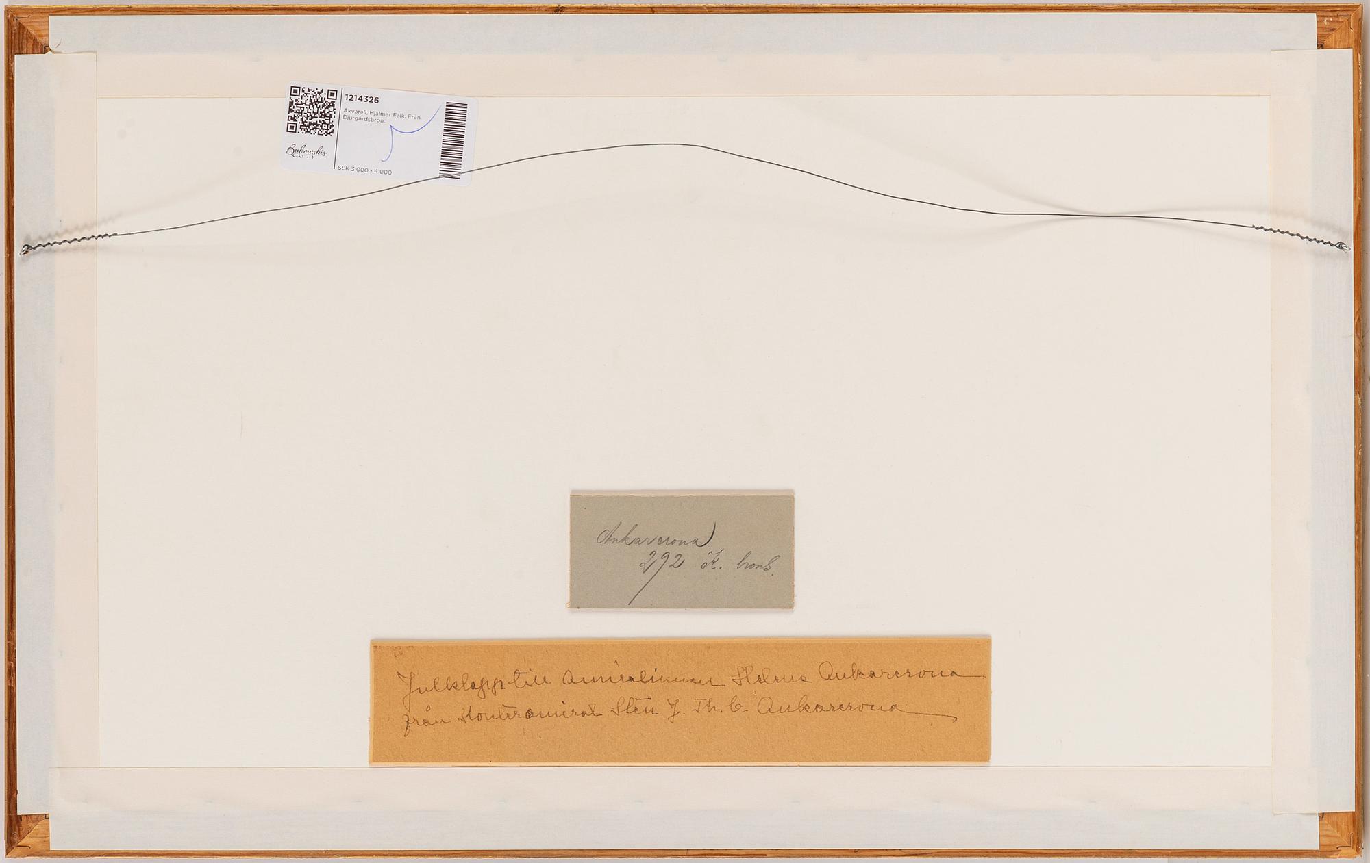 HJALMAR FALK, watercolour, signed and dated 1916.