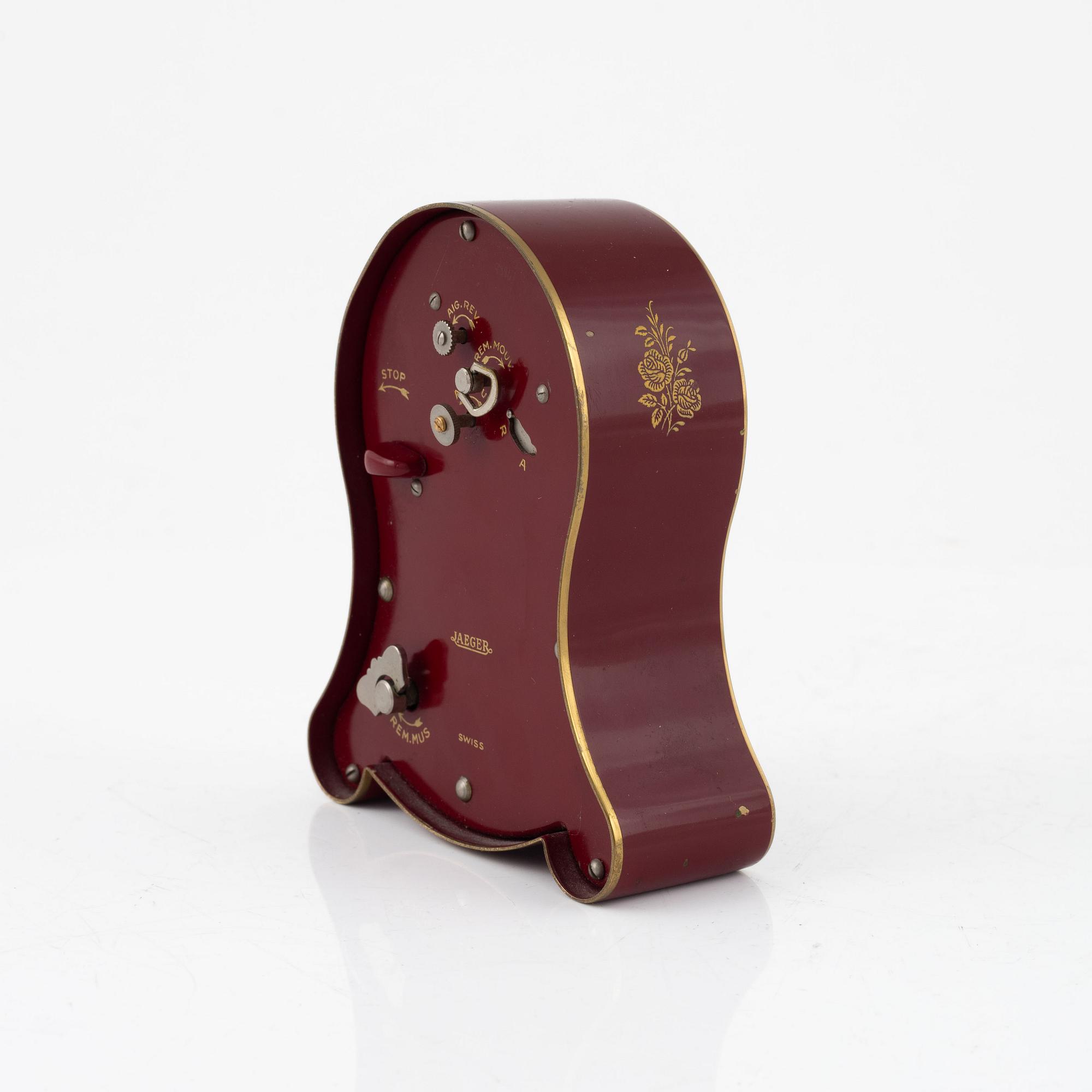 Table clock, 'Petite Neuchateloise', Jaeger-LeCoultre, Switzerland, around the mid-20th century.