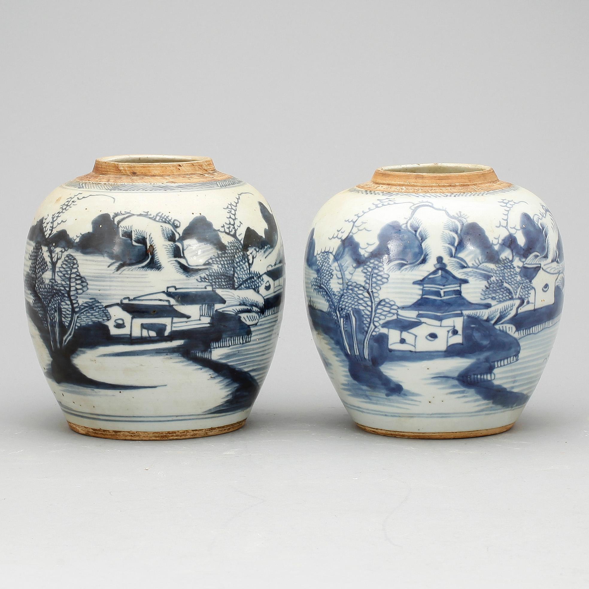 BOJANER, 2 st, porslin, Kina, 1800-tal.