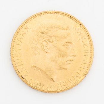 A Danish goldcoin, 20 kr, 1914.