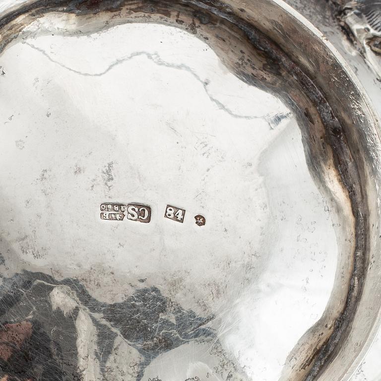 A Russian 19th century parcel-gilt silver tea-pot, mark of Carl Siewers, St. Petersburg 1860.