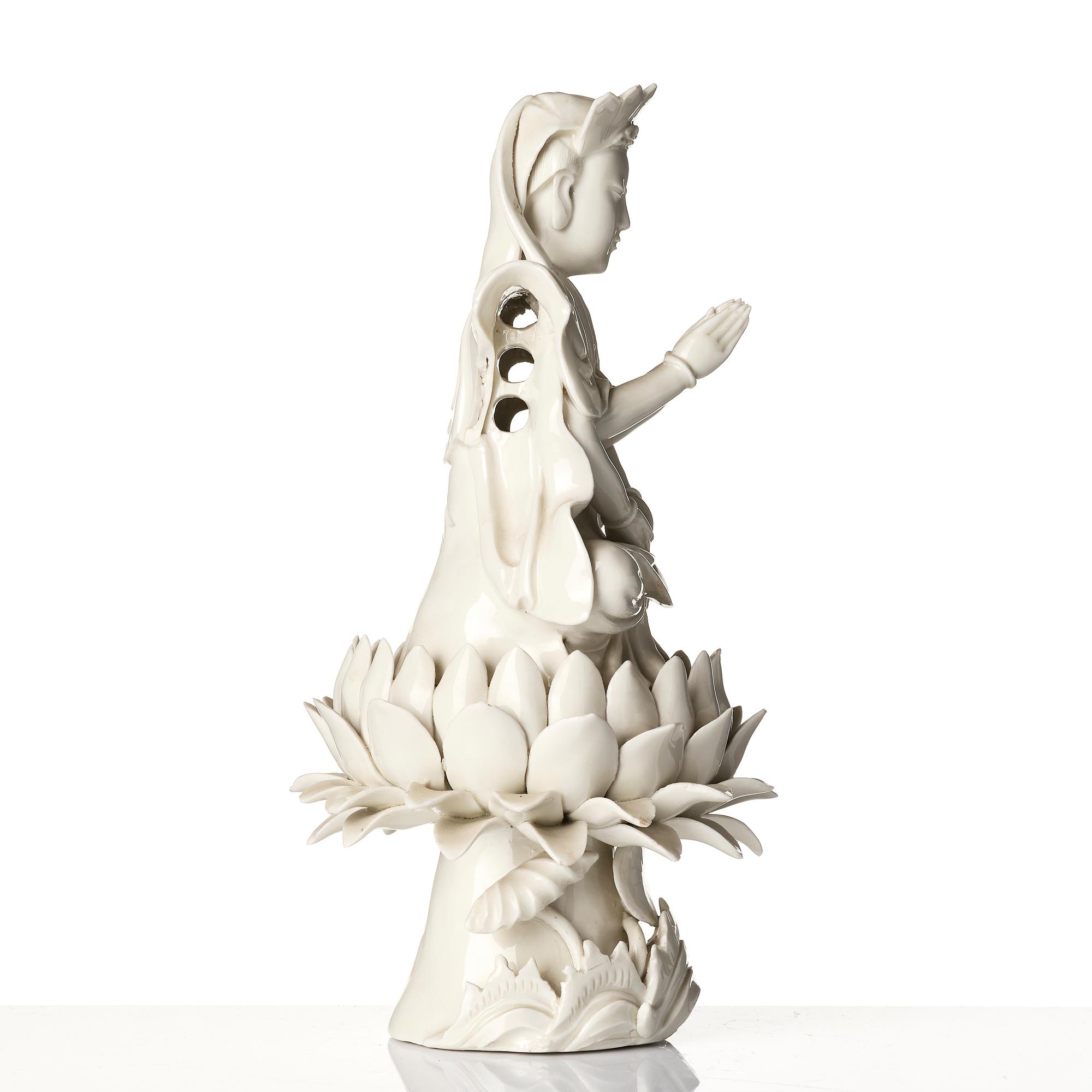 Figurin, porslin, blanc de Chine, Kina, sen Qingdynasti / omkring 1900.