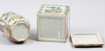 LOCKASK SAMT KANNA, porslin, 1800-tal.