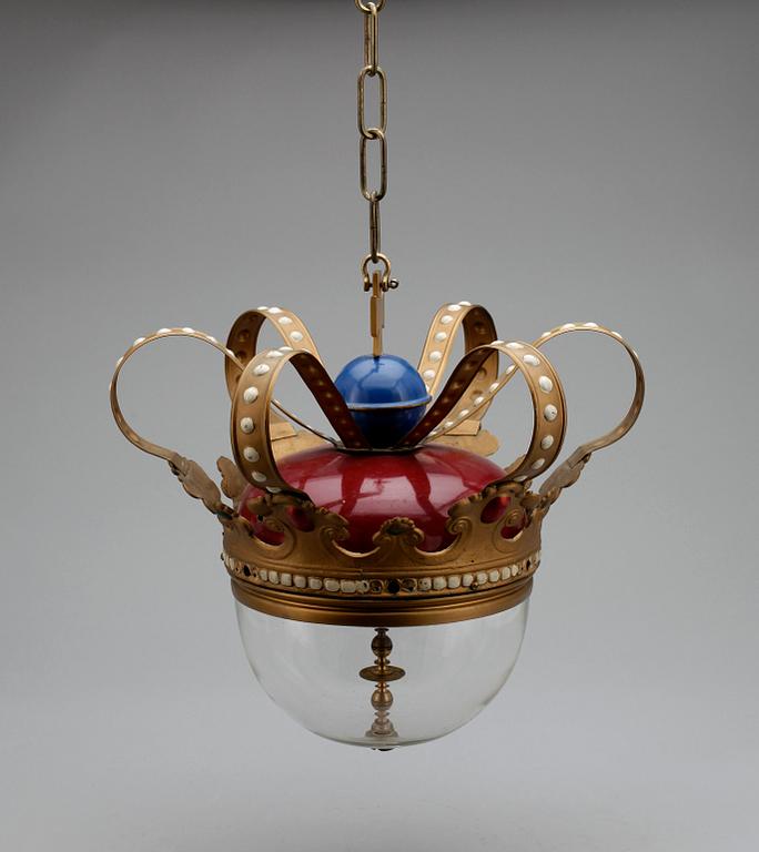 KRONKOMPASS, metall och glas. 1900-tal. H 30.