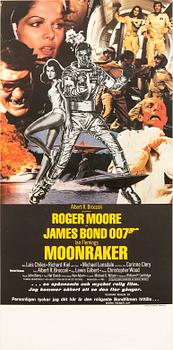 Filmaffisch James Bond "Moonraker" Narva-tryckeriet Stockholm 1979.