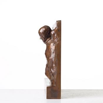 RUTH MILLES, skulptur/plakett, brons, sign, gjutarstämpel och dat.