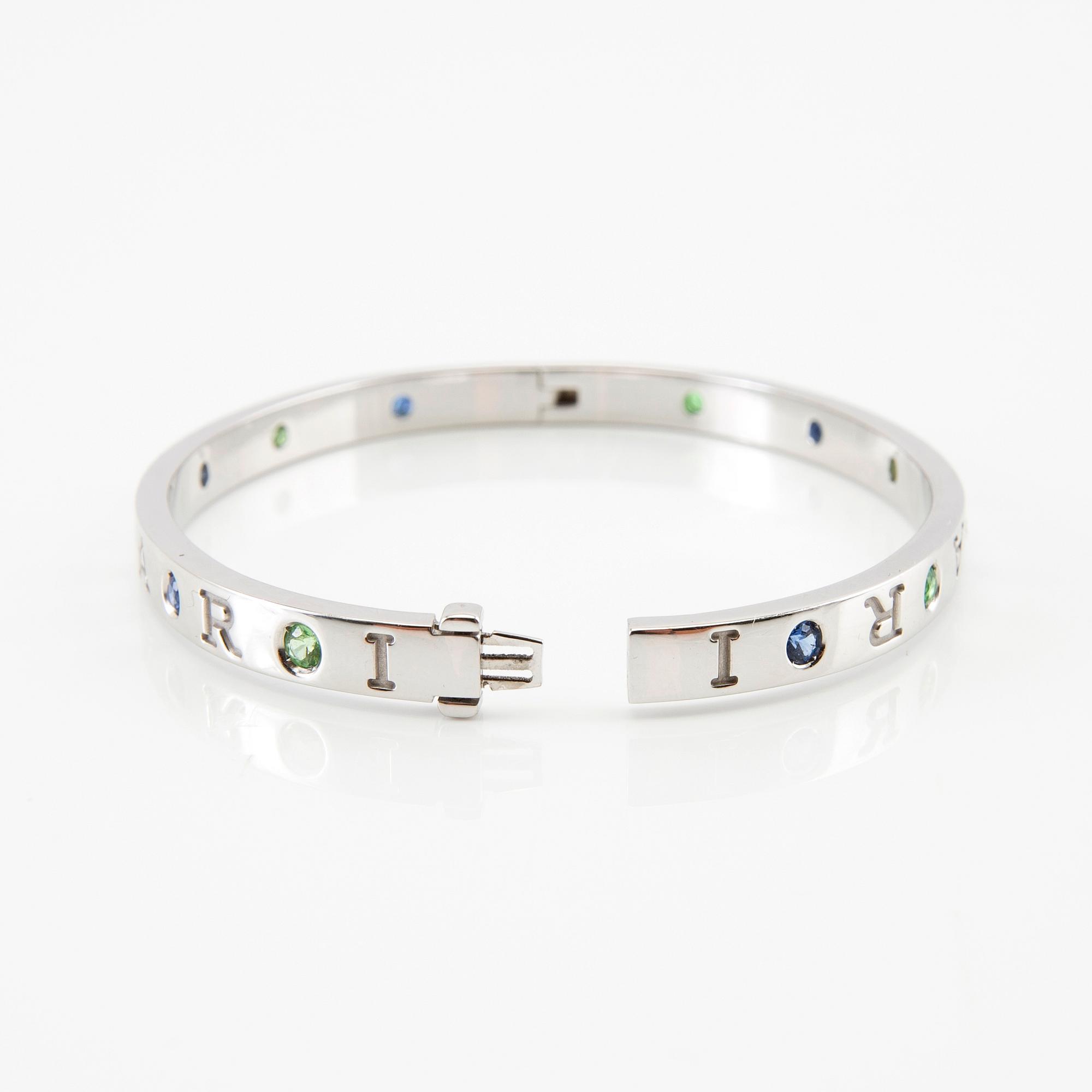 Bulgari, "Roman Sorbets" bracelet, 18K white gold with faceted tsavorites and purple sapphires.