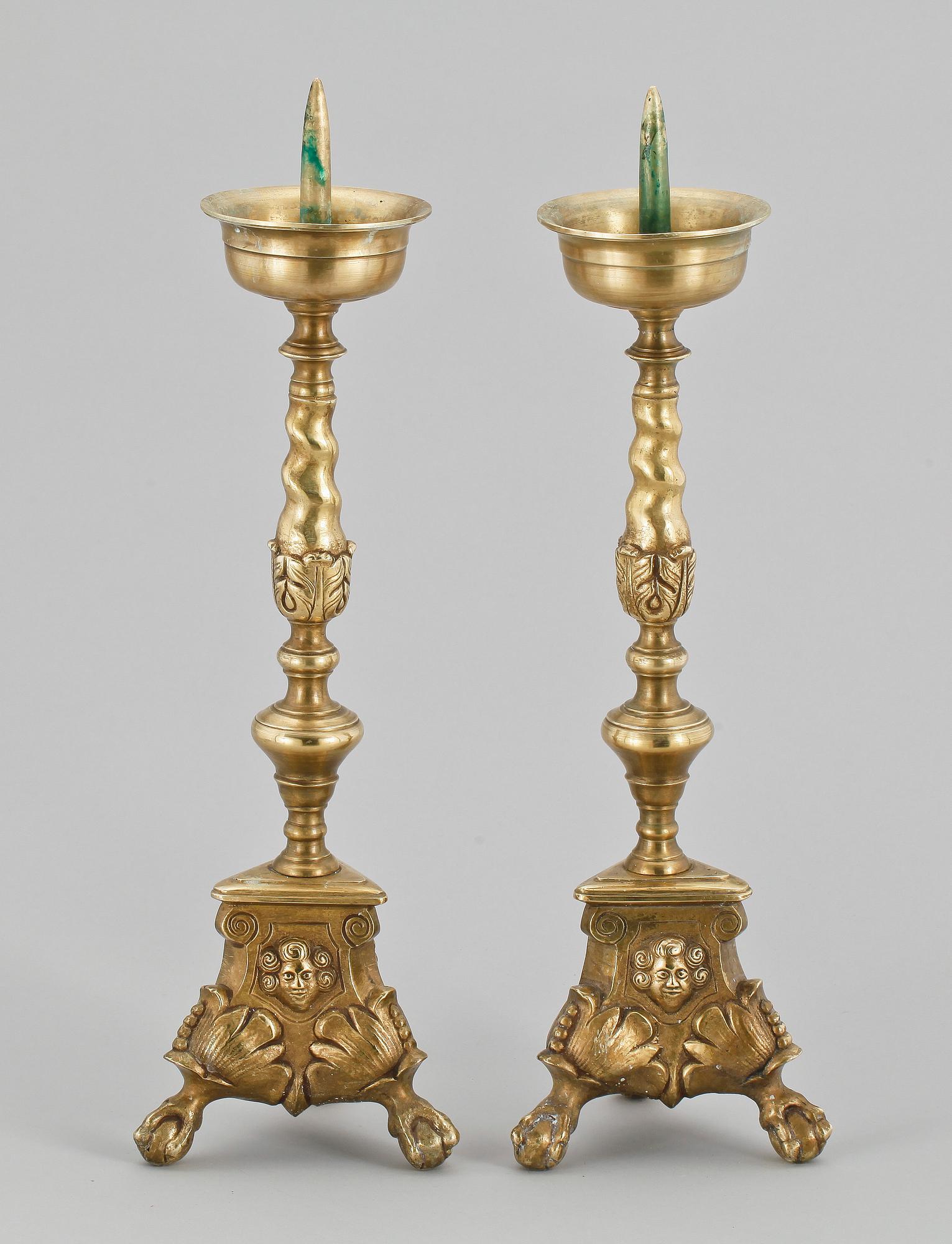 LJUSSTAKAR, ett par, mässing. Barockstil, 1900-tal.