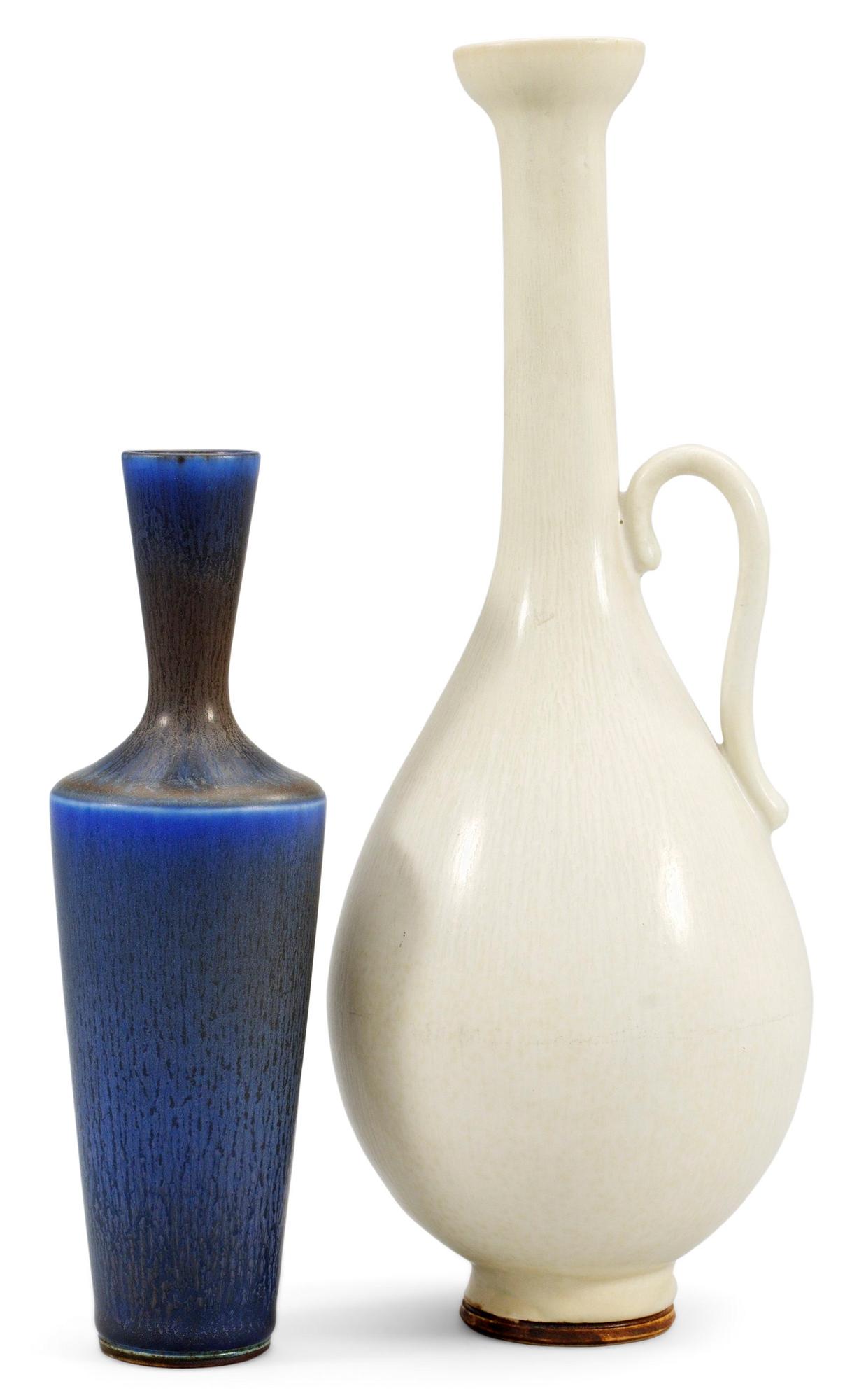 Two Berndt Friberg stoneware vases, Gustavsberg studio 1949 and 1965.