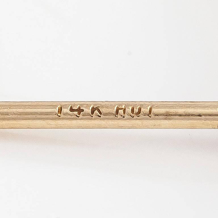 Korvakorut, pari, n. 14K kultaa, tansaniitteja sekä timantteja yht n. o.18 ct.