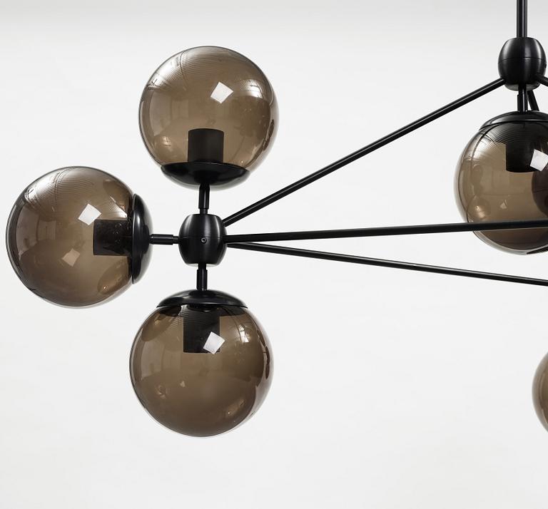 Modo Chandelier, 3 Sided, 10 Globes, Designed by Jason Miller for Roll & Hill.