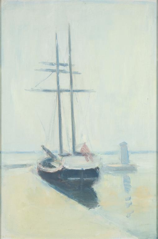 Gustav Rudberg, Tvåmastare i soluppgång, troligen Hven.