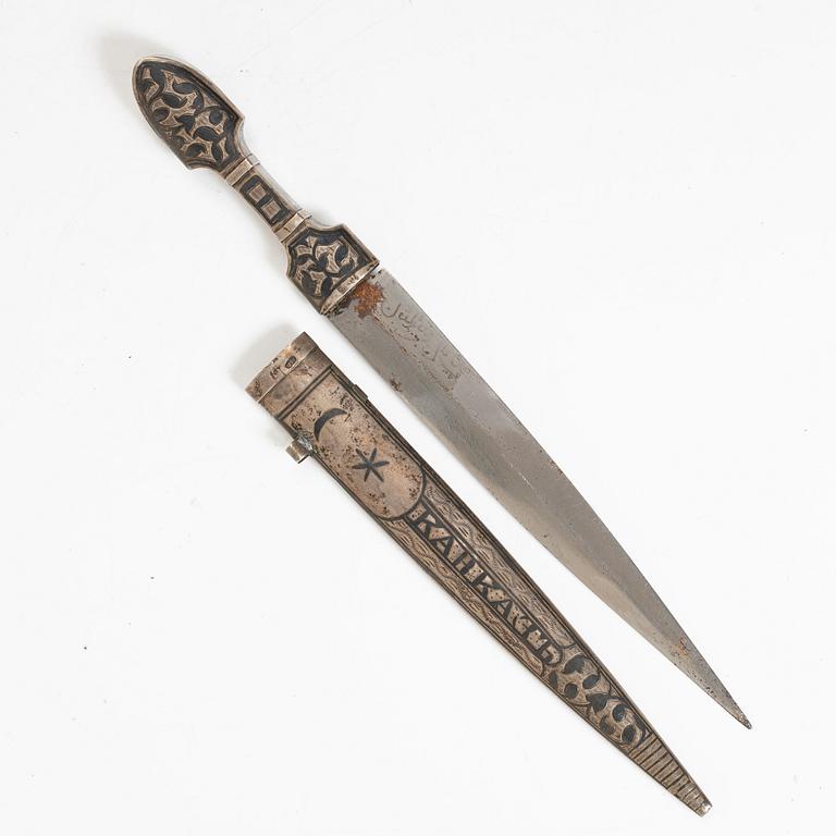 A silver niello miniature dagger, probably Caucasus, circa 1880-1890.