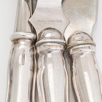 A 19-piece set of 'Chippendale' silver cutlery,Turku and Hämeenlinna 1957-1989.