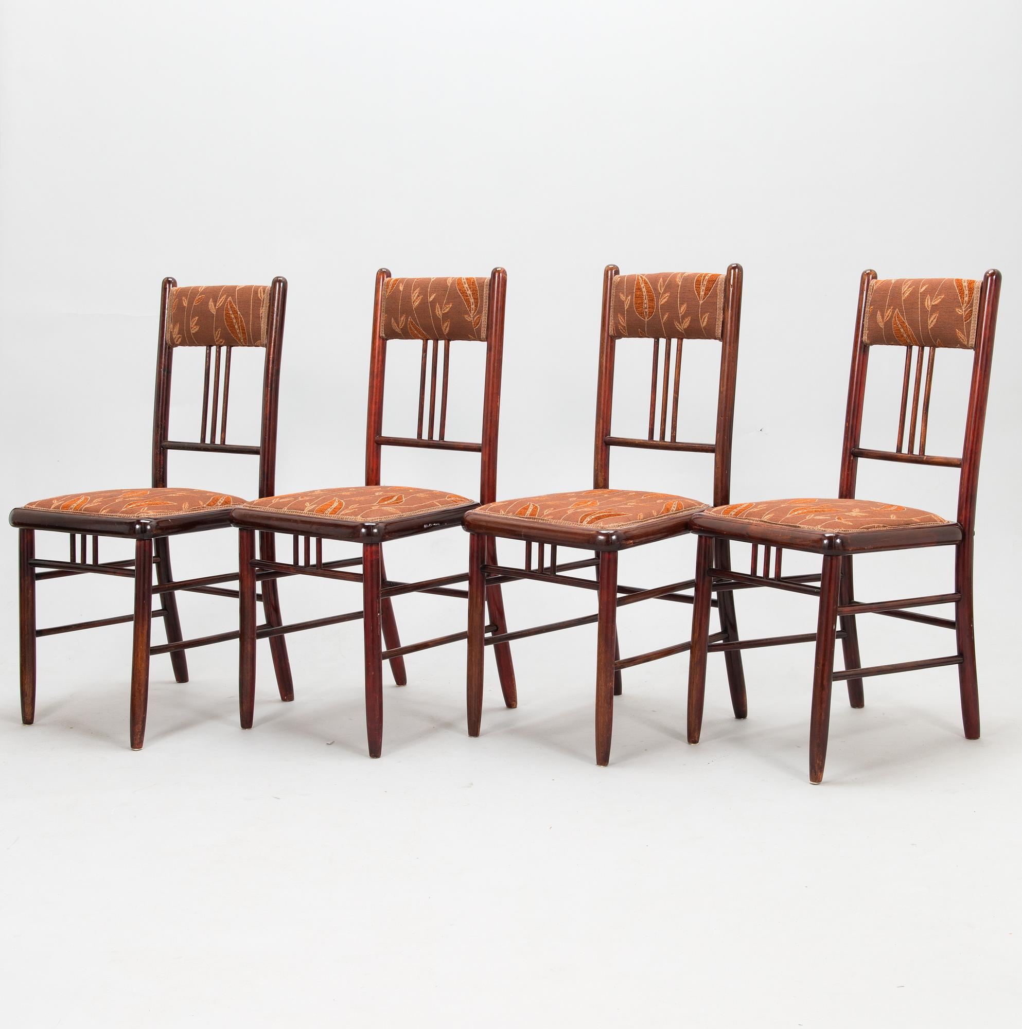 A set of four chairs, Suomen Tuoli-, Kalusto- ja Sorvaustehdas, Jyväskylä & Muurame, Finland 1906-10.