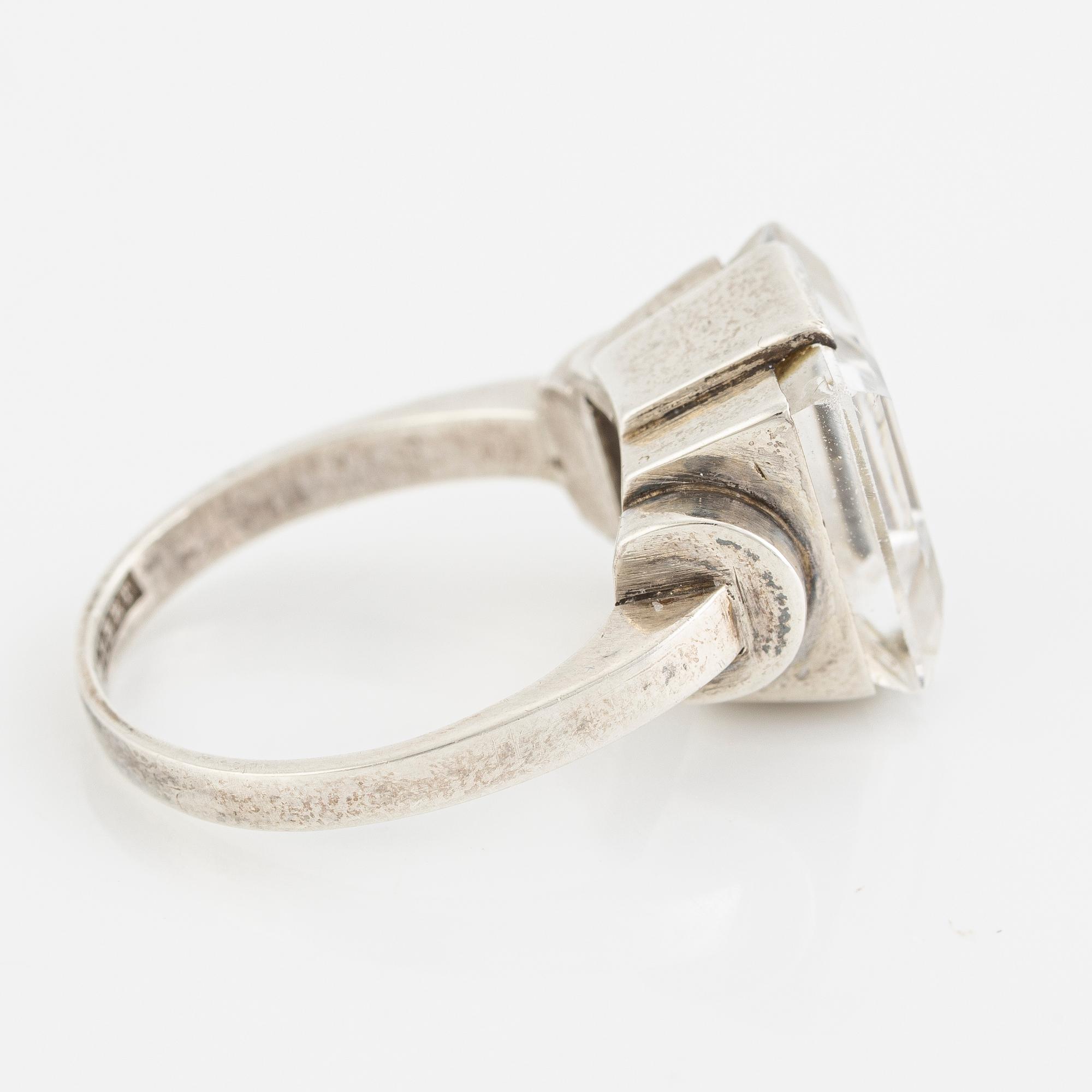 Stigbert, ring, silver with rock crystal.