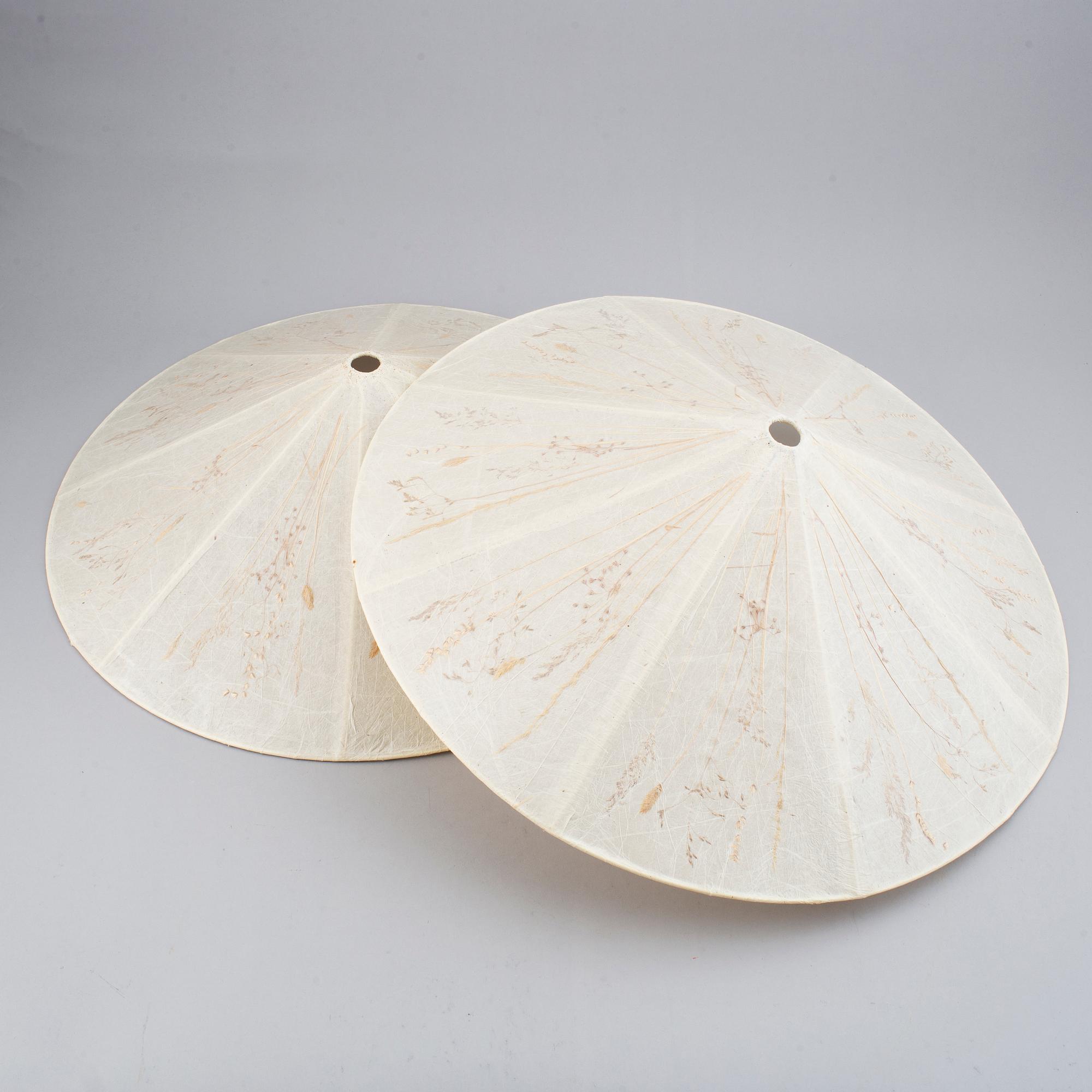 A pair of ceiling lam shades and two table lights by Vanja Sorbon Malmsten for Carl malmsten.