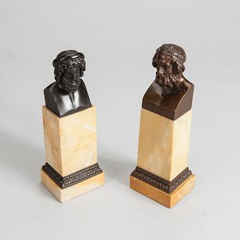 SKULPTURER, 2 st, brons och marmor, Aktiengesellschaft Gladenbeck & Sohn, sent 1800-tal.