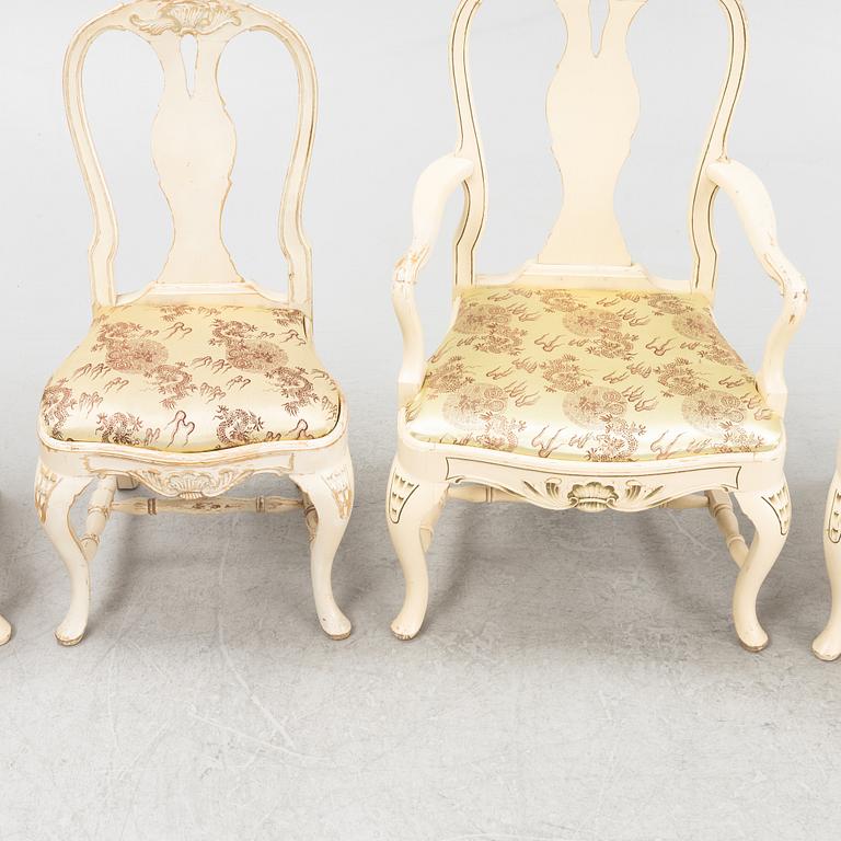 A set of four 20th century Rococo-style chairs.