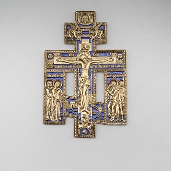 IKONKORS, mässing och emalj, Ryssland, 1900-tal.