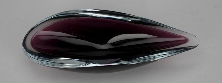 SKÅL, glas, "Videblad", KF 210, signerad K. Franck Nuutajärvi Notsjö -57.