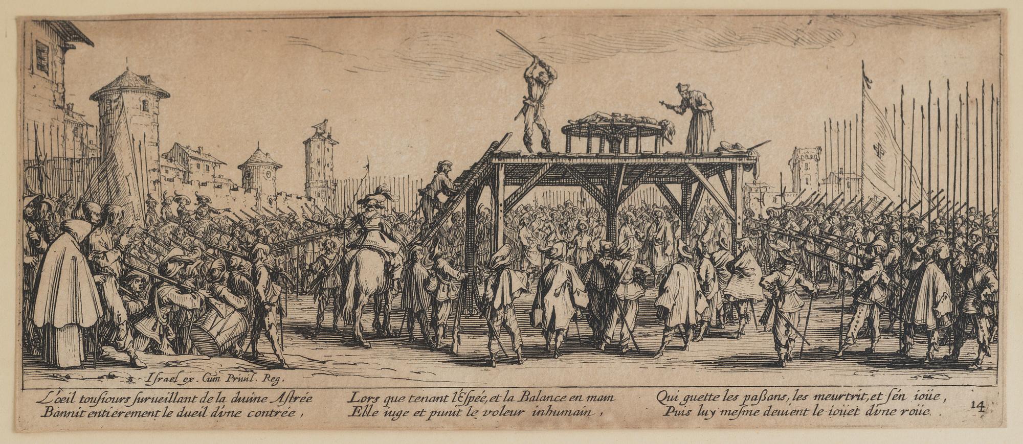JACQUES CALLOT, the complete set of 18 etchings, 1633, second and third state mixed in the set.