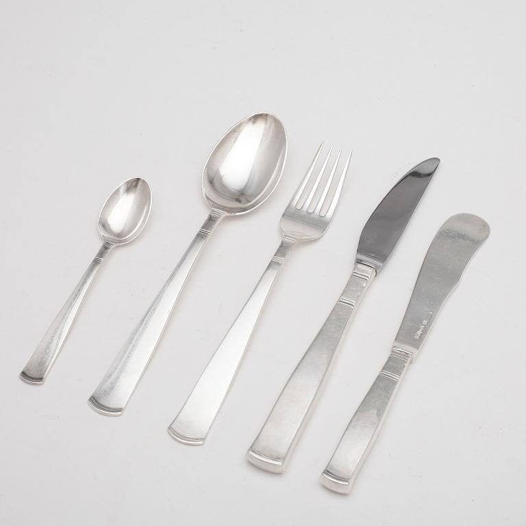 BESTICKSERVIS, 52 delar, silver, Rosenholm, GAB, mest 1964-65. Tot ca 1954 gram.