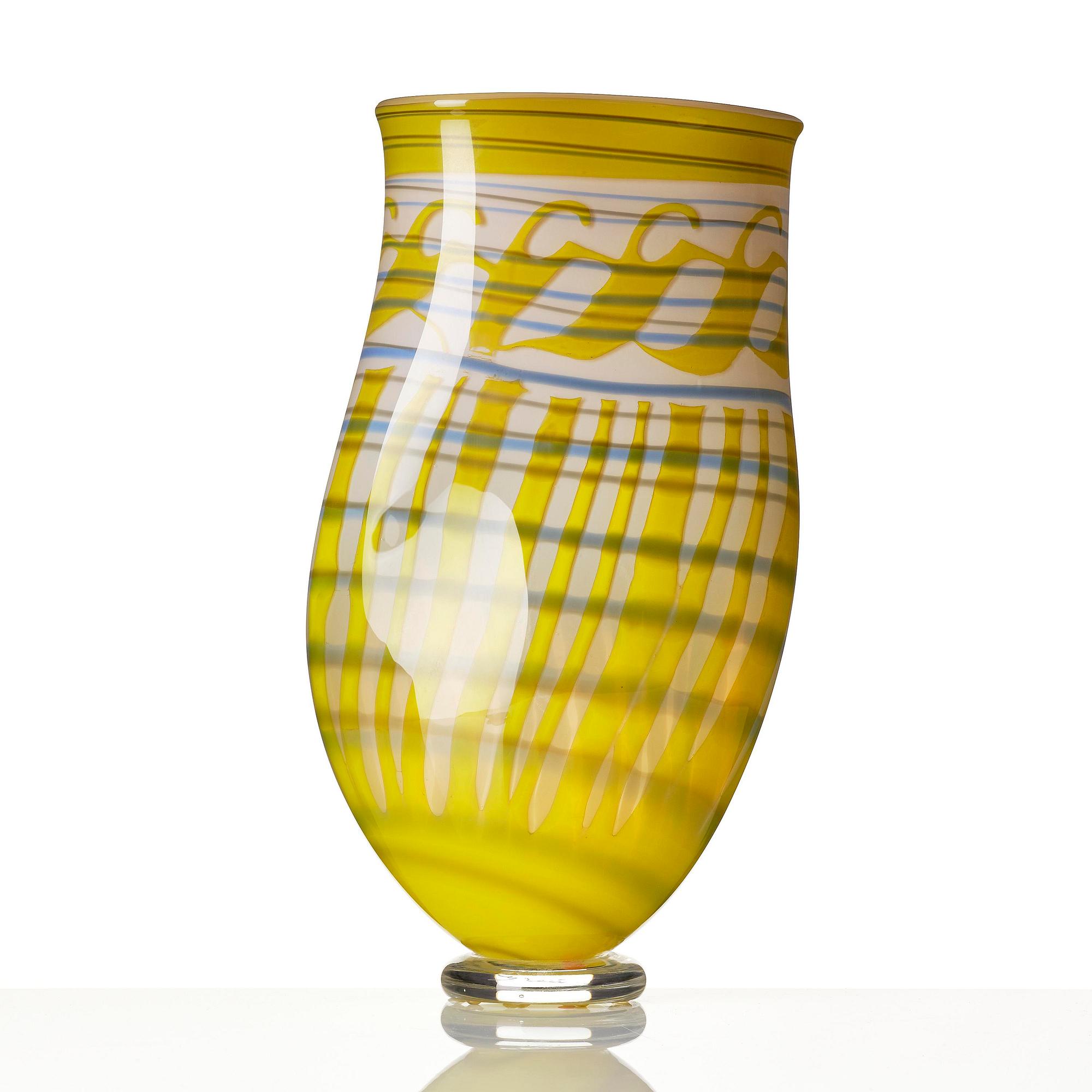 Gunnar Cyrén, a graal glass vase, Orrefors, Sweden 1989.