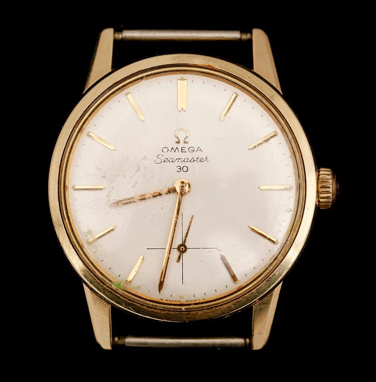 HERRARMBANDSUR, guld på stål, Omega Seamaster 30.