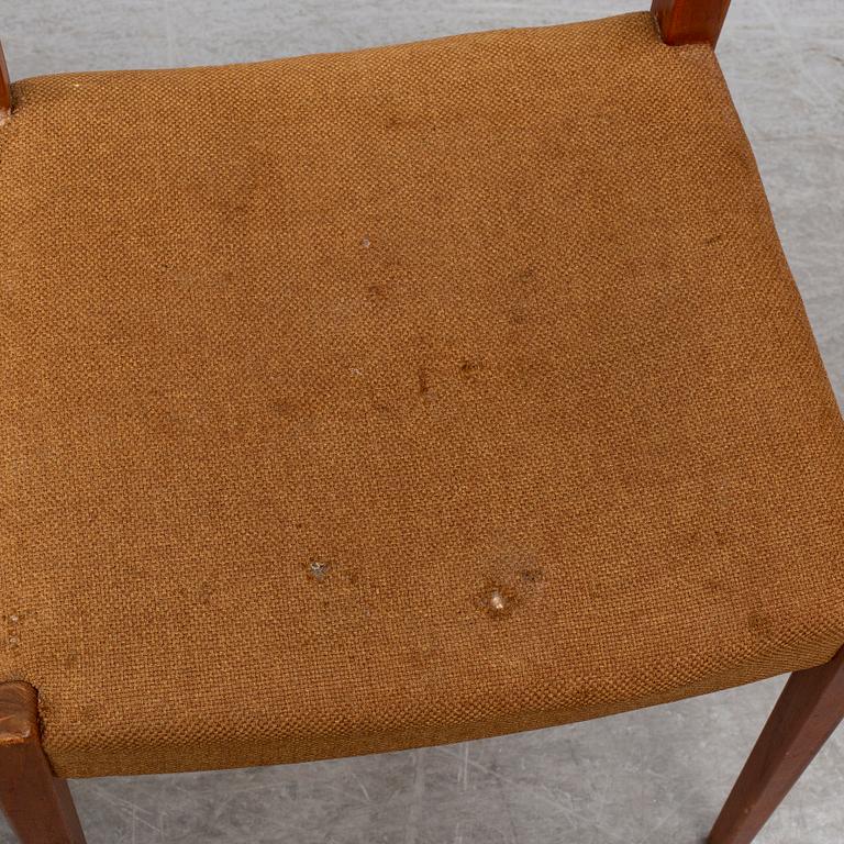 YNGVE EKSTRÖM, six Swedish teak mid 20th century dining chairs "Kontiki".