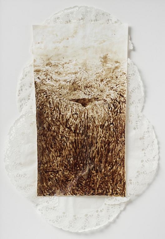 Viktor Rosdahl, signed and dated 2008 on verso. Blood on paper.