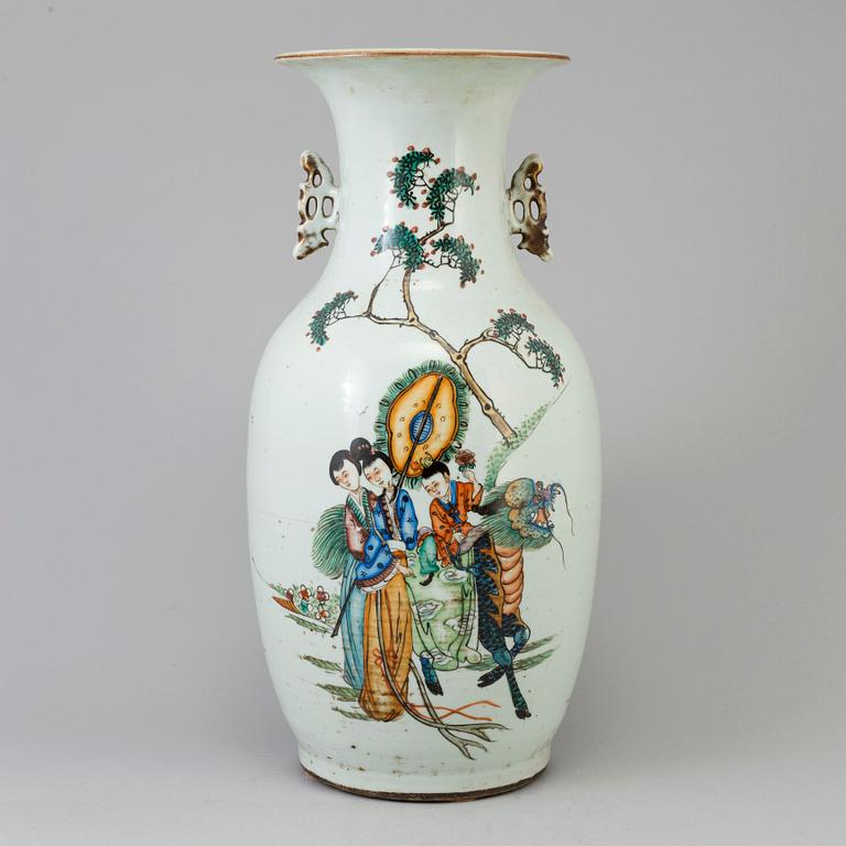 A Chinese famille rose figural porcelain vase, early 20th century.