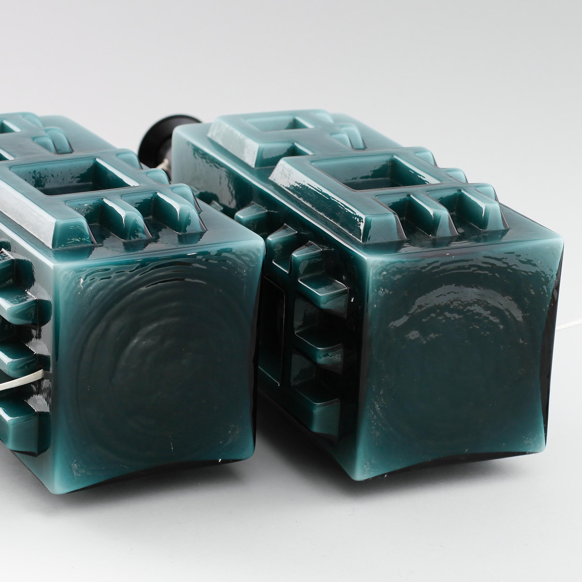 BORDSLAMPOR, 1 par, glas, 1900-talets andra hälft.