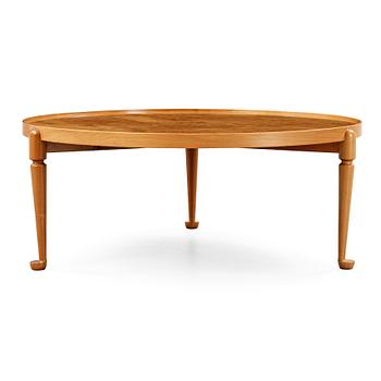 A Josef Frank burrwood and walnut sofa table, Svenskt Tenn, model 2139.