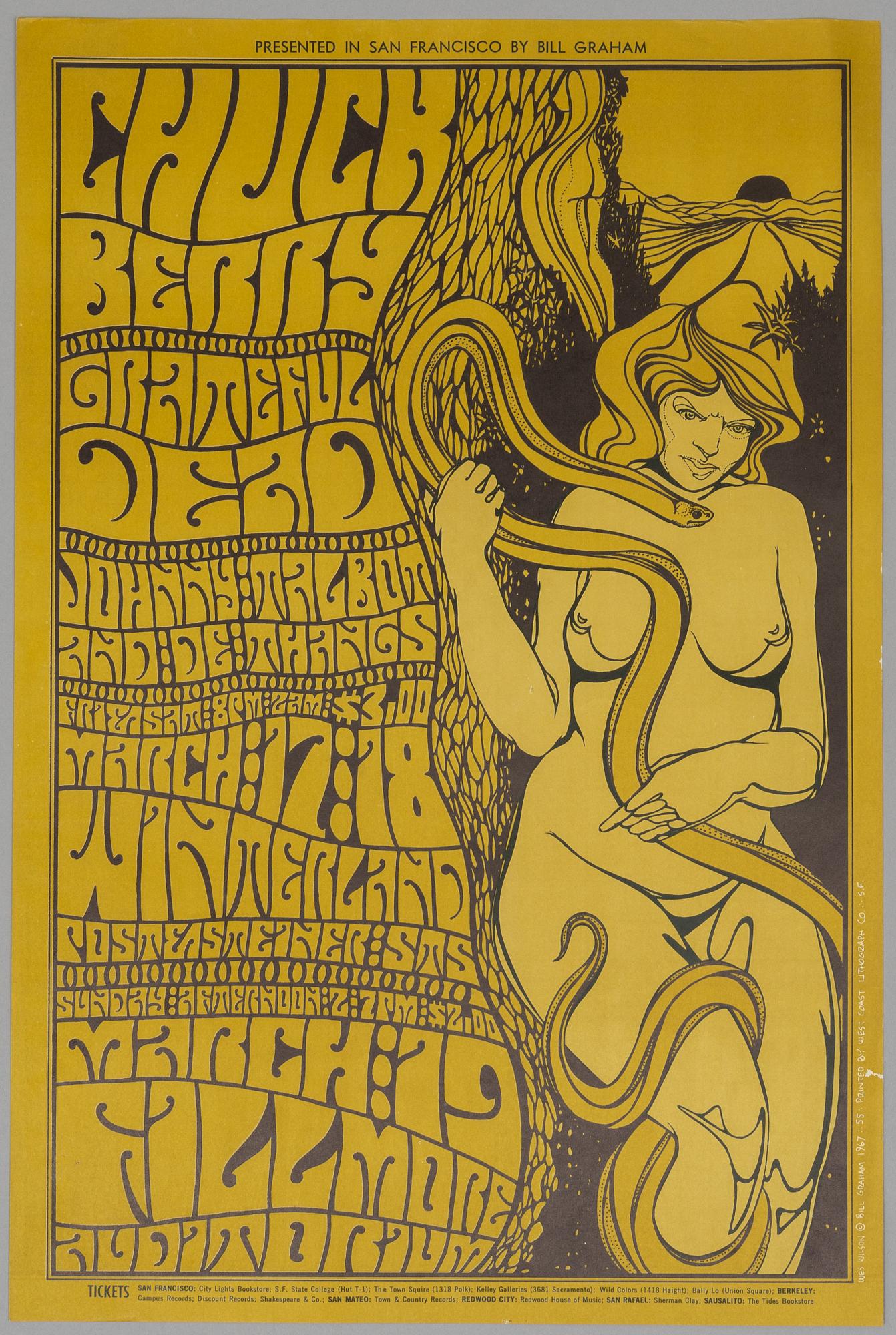 Wes Wilson, concert posters, a pair, West Coast Lithograph, 1967.