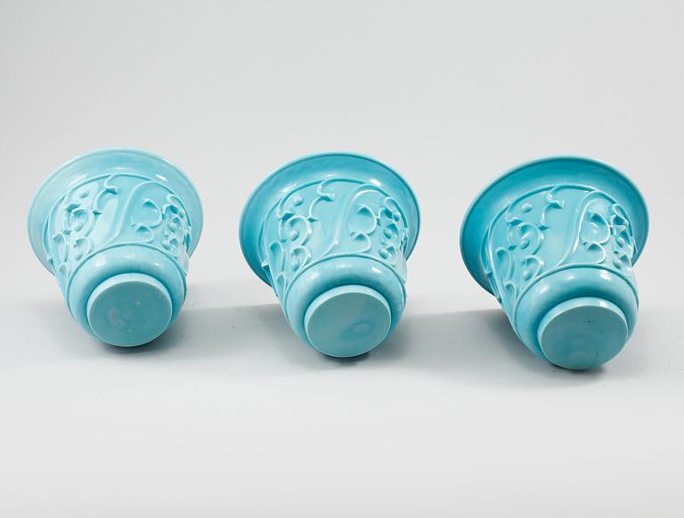 YTTERFODER, 3 st, glas, Edvin Ollers, Elme glasbruk, 1900-talets andra kvartal.
