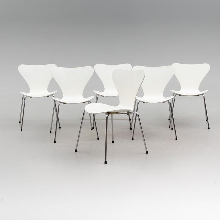 STOLAR, 6 st, "Sjuan", Arne Jacobsen, Fritz Hansen, 1980-tal.
