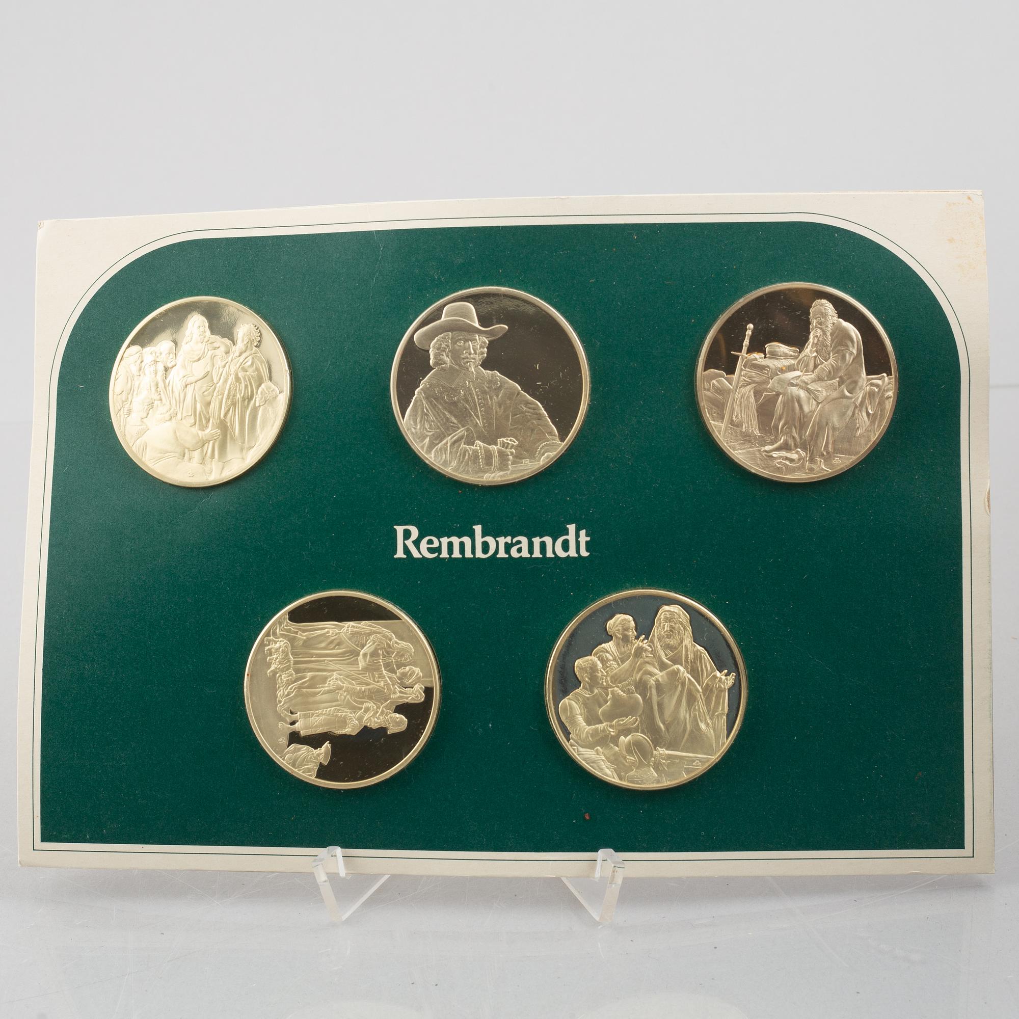 Collector's medals, 50 pcs, sterling silver, "Rembrandt i silver", Franklin Mint AB.