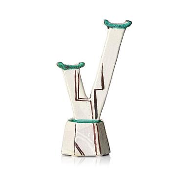 83. Allan Ebeling, a ceramic candlestick for two candles, Torshälla, 1930s.