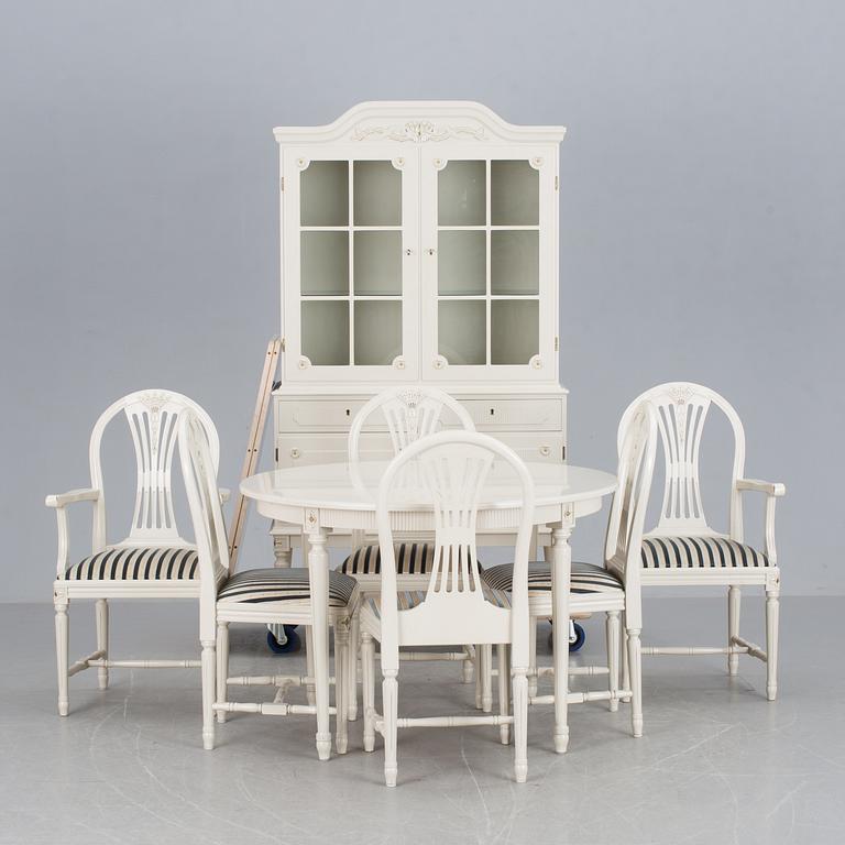MATSALSGRUPP, 8 delar, gustaviansk stil, 1900-tal.