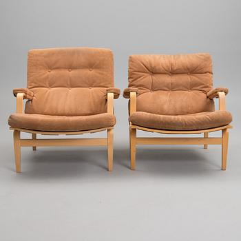 BRUNO MATHSSON, fåtöljer, 2 st, "Ingrid" Dux 1980-tal.
