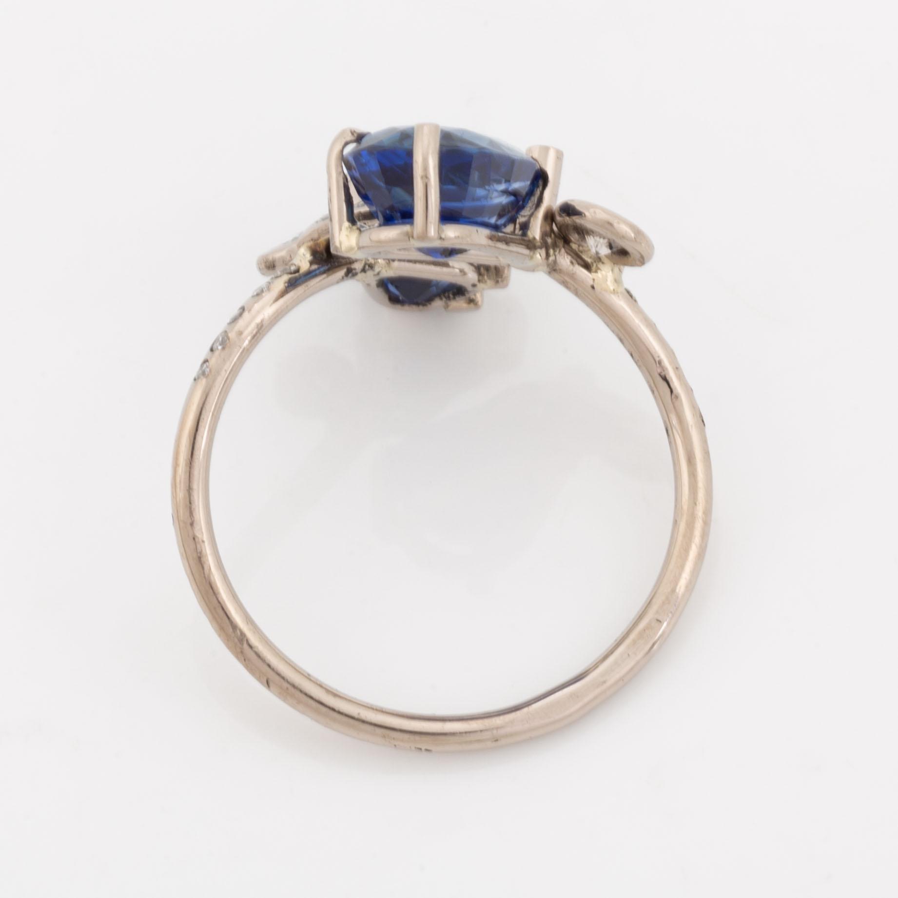 Sapphire and brilliant cut diamond ring.