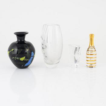 Four glass objects, Martti Rytkönen and Kjell Engman, Orrefors and Kosta Boda, Sweden.