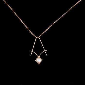HALSSMYCKE, 14K guld, pärla. Vikt ca 5,7 g.